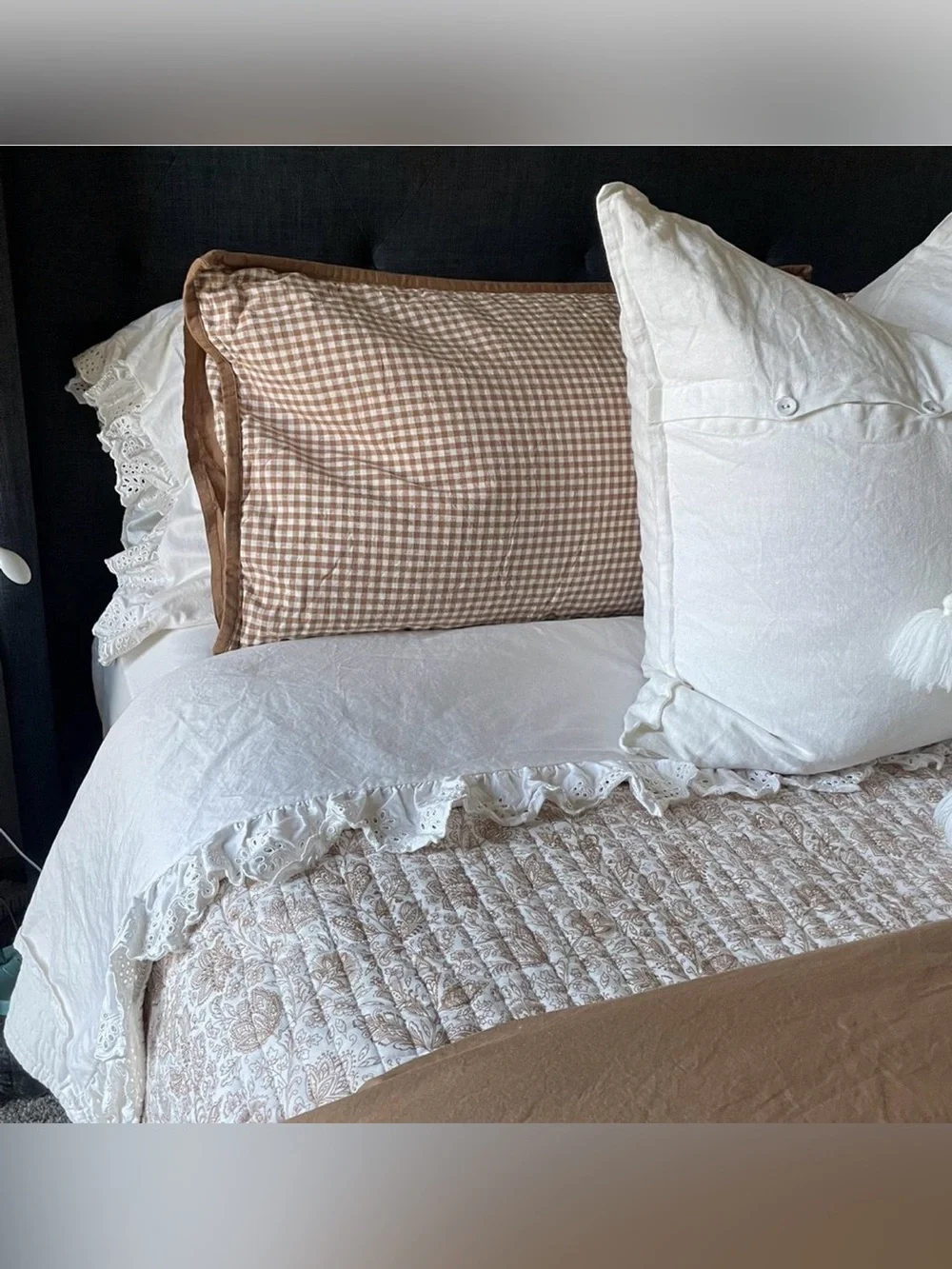 Threshold Queen 400 Thread Count Performance Sheet Set Ivory Eyelet Ruffle Hem